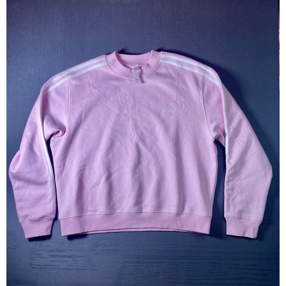 Adidas Sweatshirt Womens Pink 3 Stripe Pullover Athletic Top XL